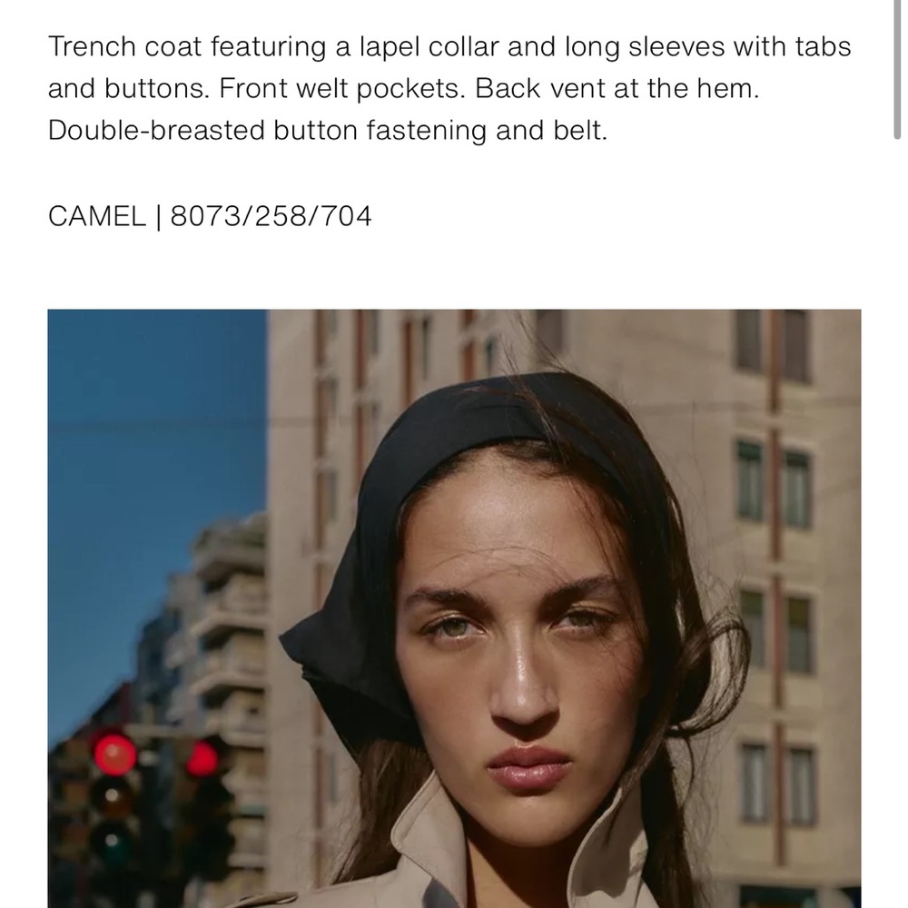 Zara NWT long waterproof trench coat with belt camel 8073/258 - Picture 13 of 14